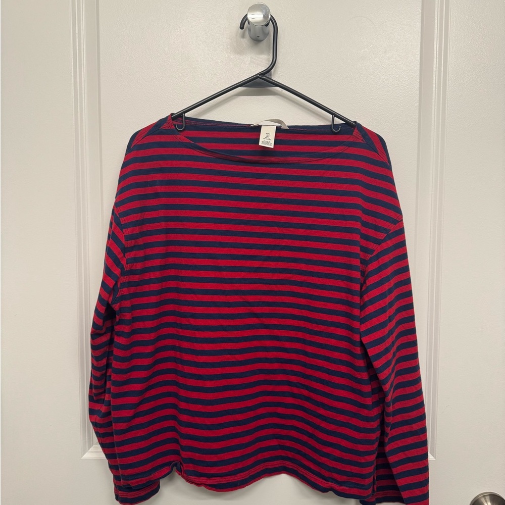H&M Red and Blue Striped Women's Top